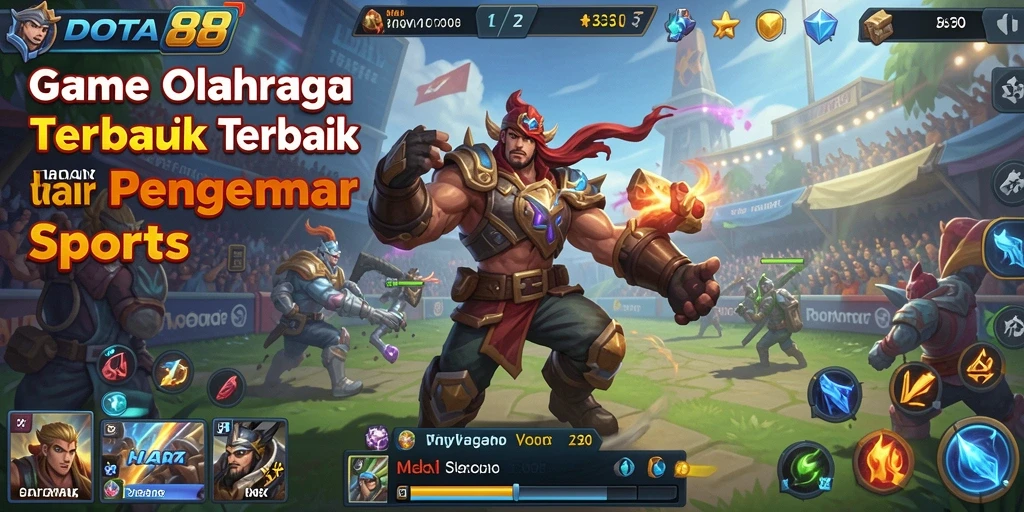 Tangkapan layar dari gameplay DOTA88 yang menampilkan aksi pertandingan olahraga.
