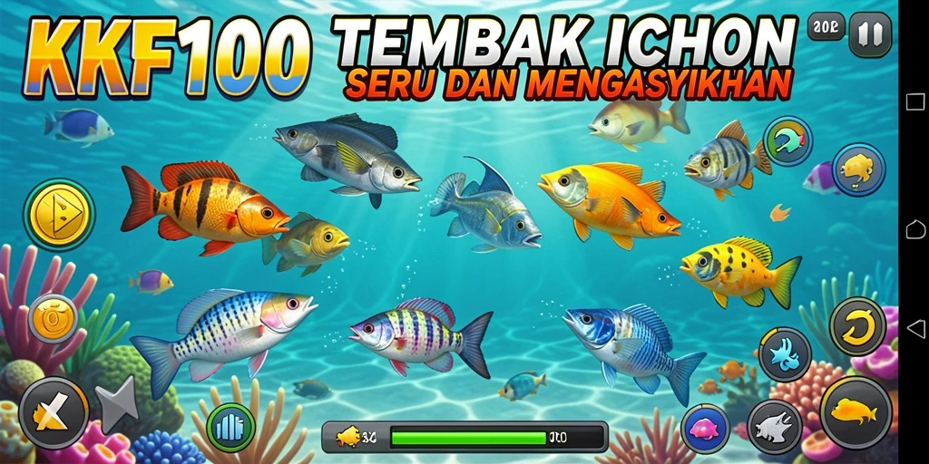Tampilan gameplay KPK100 dengan aksi Tembak Ikan yang seru.