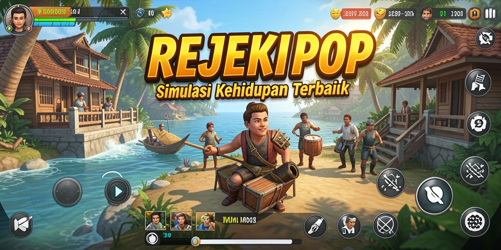 Tampilan gameplay <strong>REJEKIPOP</strong> yang penuh warna dan interaktif.